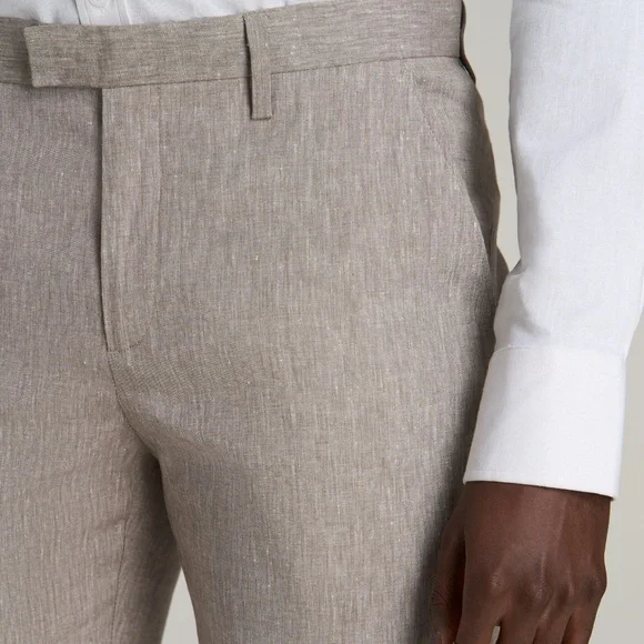 American Tall Stretch Linen Dress Pants for Tall Men in Brown Linen Size 30x38 - Picture 2 of 3